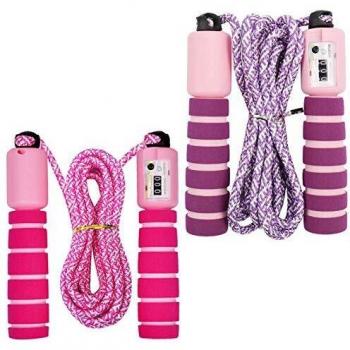 Cuerda para Saltar Ajustable Saltar la Cuerda de Fitness y Mango de Espuma con Contando Cuerda de Salto para Niños Niña Mujer Entrenamiento, Juego Escolar, Actividad al Aire Libre