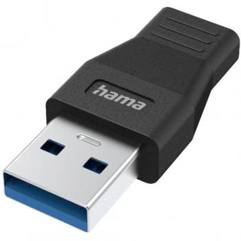Adaptador de género USB - Hama 200354, USB-A a USB-C, 5 Gbit/s, Negro
