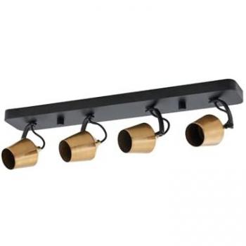 Foco empotrado de techo 'Sylveria' moderno, 4 luces, negro/oro, hierro, regulable para salón y comedor