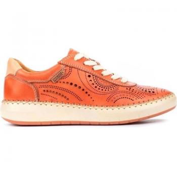 Zapatos Pikolinos Mesina W6B-6996 Citron Piel Troquelada y Scarlet para Mujer