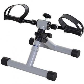 HOMCOM Mini Bicicleta Estática Pedaleador de Ejercicio Plegable con Resistencia Ajustable Entrenamiento de Piernas Brazos para Mujer y Hombre Pedales Personas Mayores 33x34x32 cm Plateado