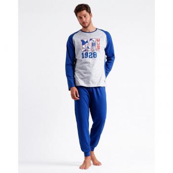 Pijama largo de hombre Disney Mickey Awesome de punto en color azul con puños