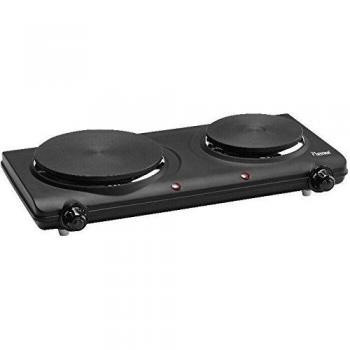 Bestron AHP212D - Hornillo eléctrico, doble, 750/1500 W, color negro