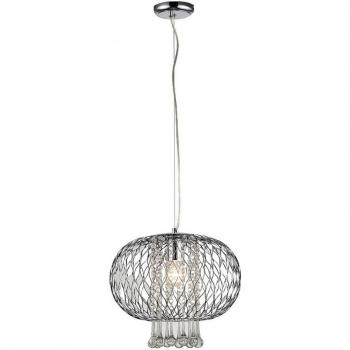 Lámpara colgante de techo grande Chelsie 1 luz cromo pulido, vidrio transparente