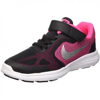Nike Revolution 3 (Psv), Zapatillas de Deporte para Niñas, Negro / Plateado / Rosa / Blanco (Black / Mtllc Slvr-Hypr Pnk-Wht), 31 EU