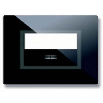 Placa Táctil de Cristal 3 Módulos para 1 Módulo Porta Nombres Color Negro Acabado Pulido 44PVTC88NAL