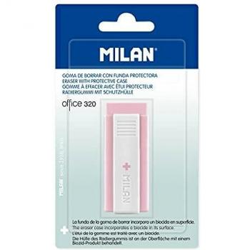 MILAN Blíster 1 goma con funda Office 320 rosa, Edición +