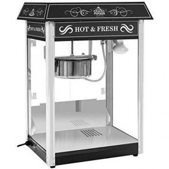 Palomitera ROYAL CATERING con tejadillo negro, capacidad para hacer palomitas de maíz, diseño compacto y elegante, fácil de usar y limpiar