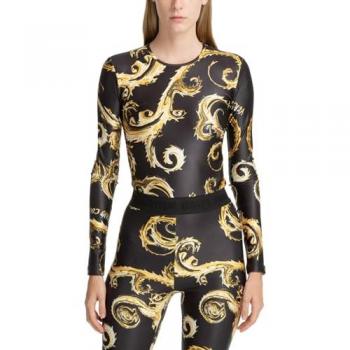 Versace Jeans Couture Black Slim Fit Body with Chromo Design for Women Size S