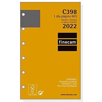 Finocam - Recambio Anual 2022 1 Día Página, de Enero 2022 a Diciembre 2022