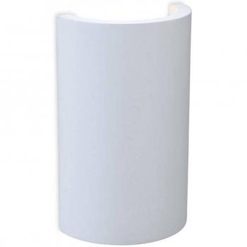 Aplique de pared Gallery de yeso blanco para 2 bombillas, diámetro de 16 cm, diseño redondo, apto para interior y compatible con iluminación LED
