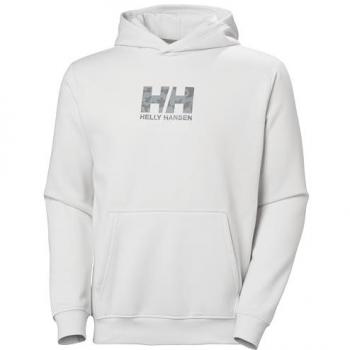 Sudadera con capucha Helly Hansen Cotton Fleece Graphic blanca y gris - XL, Sudadera de hombre COTTON FLEECE GRAPHIC HOODIE Helly Hansen