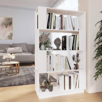 Librería/Partición de Madera Maciza de Pino Blanco 80x25x132 cm