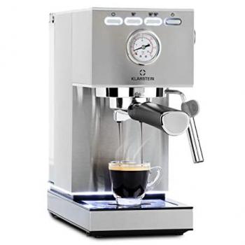 Cafetera Espresso Klarstein Pausa 1350W, 20 bares de presión, tanque de agua de 1.4 litros en acero inoxidable