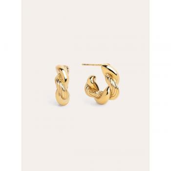 Pendientes Aro Mini Twist Rope de acero bañado en oro
