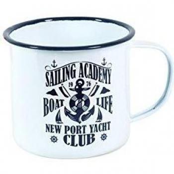 CAPRILO Set de 6 Mugs Decorativas Sailing Tazas para Desayunos. Menaje. 9 x 13 x 10 cm.     