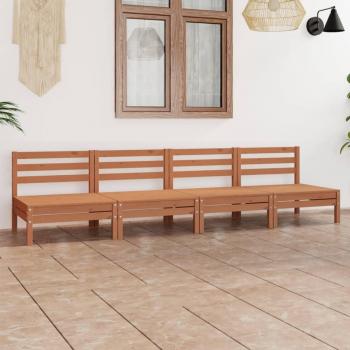 Juego de muebles de jardín 4 piezas marrón ámbar madera maciza pino