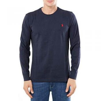 Camiseta Polo Ralph Lauren Manga Larga Slim Fit Azul Marino con Detalle Rojo - Talla L