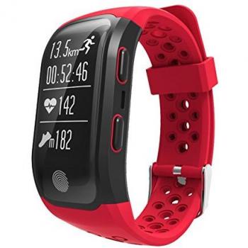 Leotec Pulsera de actividad Training Band - Pulsera de actividad,GPS Real, con monitor de frecuencia cardiaca en la muñeca, monitor de actividad,Sumergible y notificaciones inteligentes, color Roja