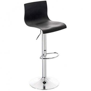 Taburete de Bar Hover Ajustable en Altura, Plástico Gris y Metal Cromado