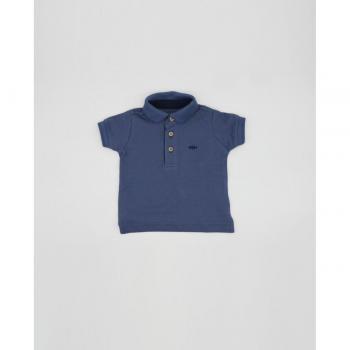 Polo de bebé niño en algodón de manga corta color azul acero