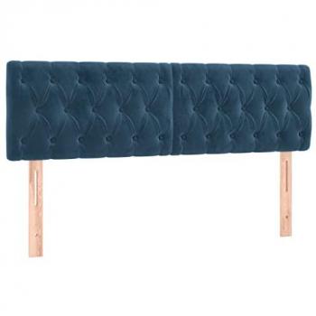 Cabecero con LED de terciopelo azul oscuro 160x7x78/88 cm