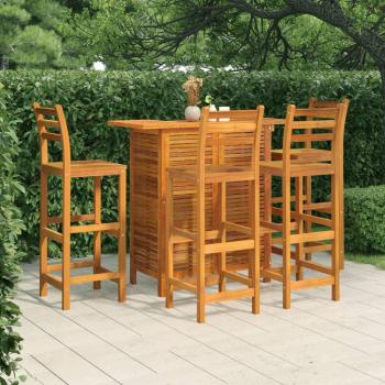 5 Piece Solid Acacia Wood Garden Bar Set