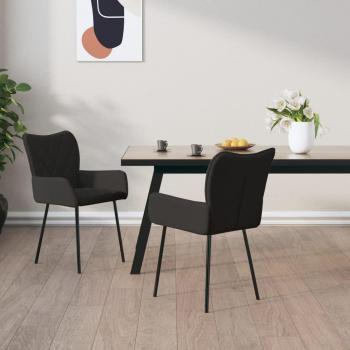 vidaXL Set of 2 Black Fabric Dining Chairs