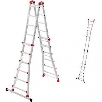 Escalera Telescópica Multifuncional Hailo M80 de Aluminio, 4x6 Peldaños, Altura de Trabajo hasta 6.75 m