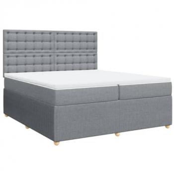 Cama box spring con colchón de tela gris claro 200x200 cm
