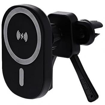 Soporte Magnético para Rejilla de Ventilación con Carga Inalámbrica de 15W para Smartphone - Negro