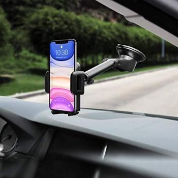 Soporte Coche Movil, Salpicadero/Parabrisas Porta Movil para Coche con Rotación de 360°, Universal Soporte Telefono Coche con Ventosa Fuerte Soporte Coche Movil para iPhone12 Pro MAX 11 X SE, Xiaomi