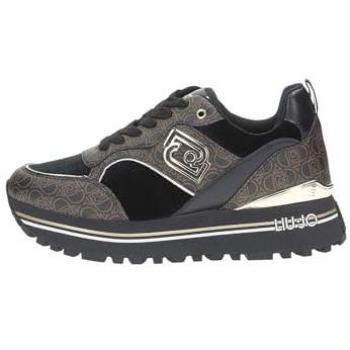Liu Jo Women's Maxi Wonder 73 Low-Top Sneakers in Brown and Black with Gold Accents