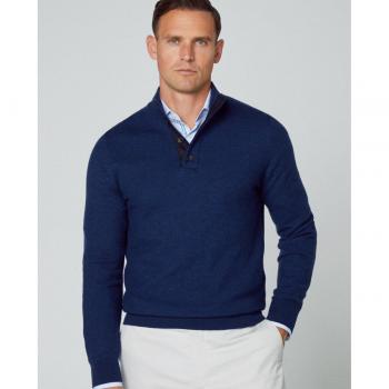 Jersey de hombre azul índigo con cuello alto