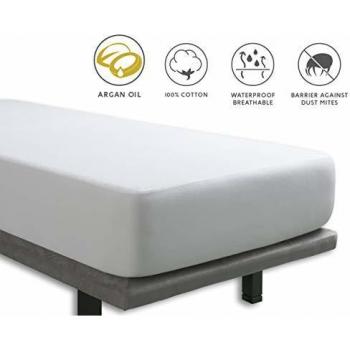 Tural - Protector de Colchón Impermeable con Tratamiento de Aceite de Argán | Transpirable | Ajustable | Rizo 100% Algodón. Talla 150x190/200 cm