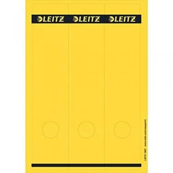Leitz - Etiquetas Adhesivas para Lomo y para Lomo Imprimibles Adhesivas para Archivadores de Palanca de Cartón, Amplias, Largas, Amarillo, 61.5 x 285 mm, Papel, 16870015, Pack de 75 Etiquetas