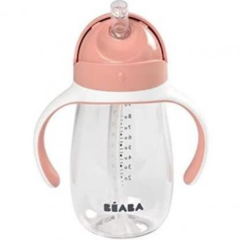 Taza con Pajita Beaba 300ML Rosa Medio Liso