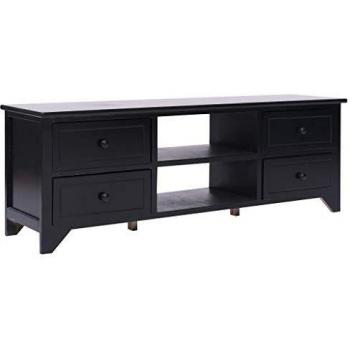vidaXL Mueble para TV Madera de Paulownia Mobiliario Hogar Decoración Elegante Práctico Versátil Centro Multimedia Robusto Útil Negro 115x30x40cm