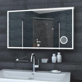 Lux-Aqua espejo de pared espejo con luz LED reloj de pared espejo del baño de espejo de maquillaje interruptor táctil en diferentes tamaños a elegir, 100 x 60 cm