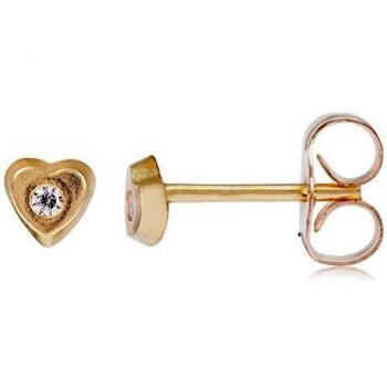 Córdoba Jewels | Pendientes en plata de ley 925 bañada en oro con zirconita con diseño Corazón Zirconium