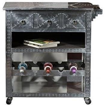 SIT-Möbel 1787 - 21 Cocina carro Airman, 3 compartimentos abiertos, 3 cajones, metal con tornillos Ornamentales versehen, aprox. 86 x 48 x 85 cm