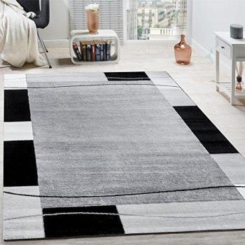 Alfombra De Diseño Para Sala De Estar Con Bordura Gris Negro Crema 240x340 cm - Paco Home