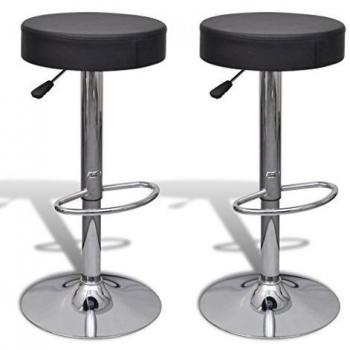 vidaXL Taburete de cocina bar, 2 unidades negras redondas cuero artificial