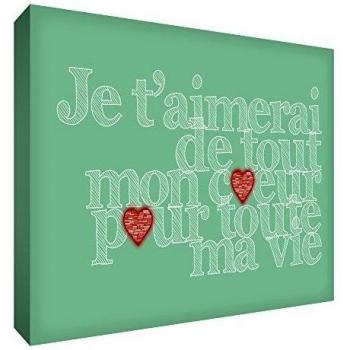 Feel Good arte en el fotograma lienzo Te amo de todo mi corazón para toda mi vida, verde claro 40 x 60 cm