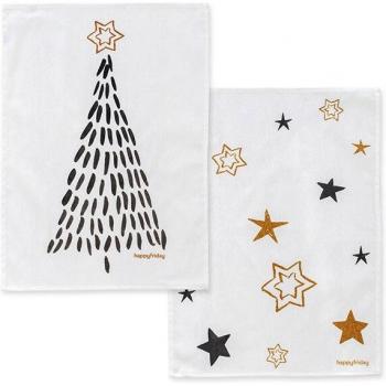 XMAS Gold Xmas paño de cocina 2 ud 70x50 cm