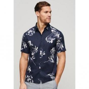Superdry Vintage Hawaiian Short Sleeve Shirt - Casual Modal Navy 2XL