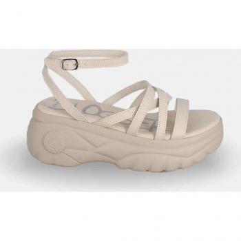 Sandalias de plataforma de mujer con cierre de hebilla en el tobillo en blanco