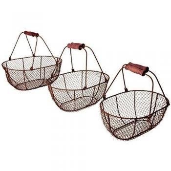 Esschert Design DrahtkÃ¶rbe 3er Set mit Holzgriffen einzelne MaÃ?e siehe unten