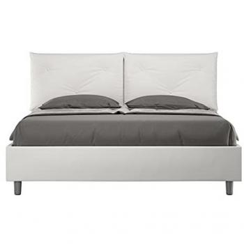 Cama Contenedor Acolchada Appia 160x210 en Símil Cuero Blanco