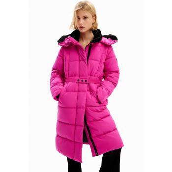Desigual - Abrigo Acolchado Cinturón Surrey para Mujer en Color Lila/Fucsia